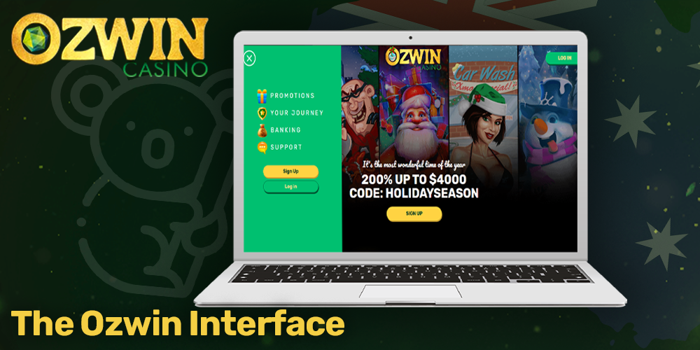 Interface and design at Ozwin casino