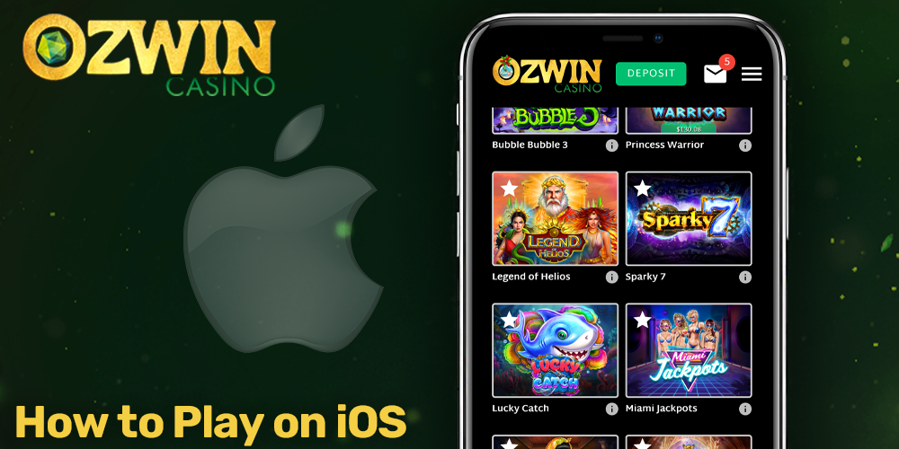 Instruction on how to play on iOS at Ozwin casino