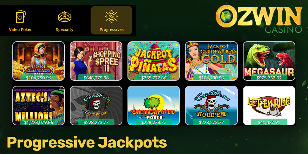 Progressive Jackpots at Ozwin casino